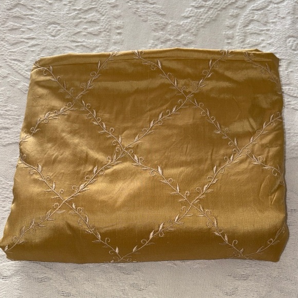 Gently Loved Gold Embroidered 100% Silk Lined Curtain Panel (only 1) - Picture 10 of 10